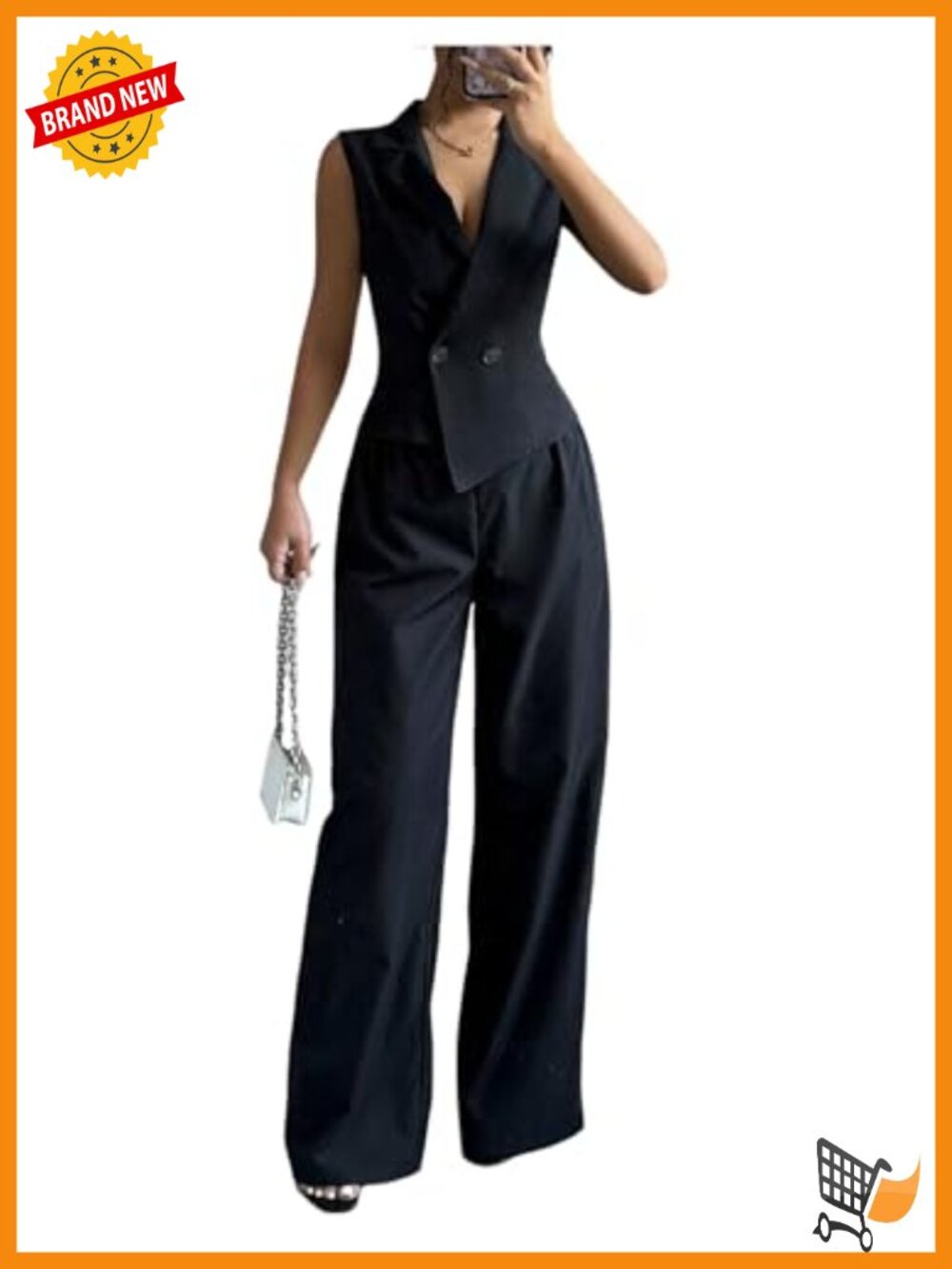 Sleeveless Vest & Wide Leg Pants Business Casual Matching Set